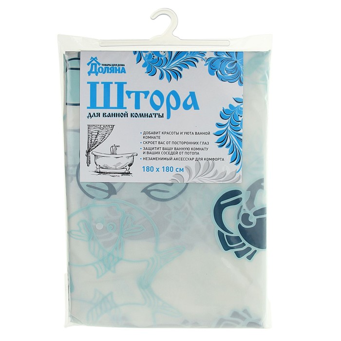 Штора для ванной 180х180 см "Крабы", PEVA