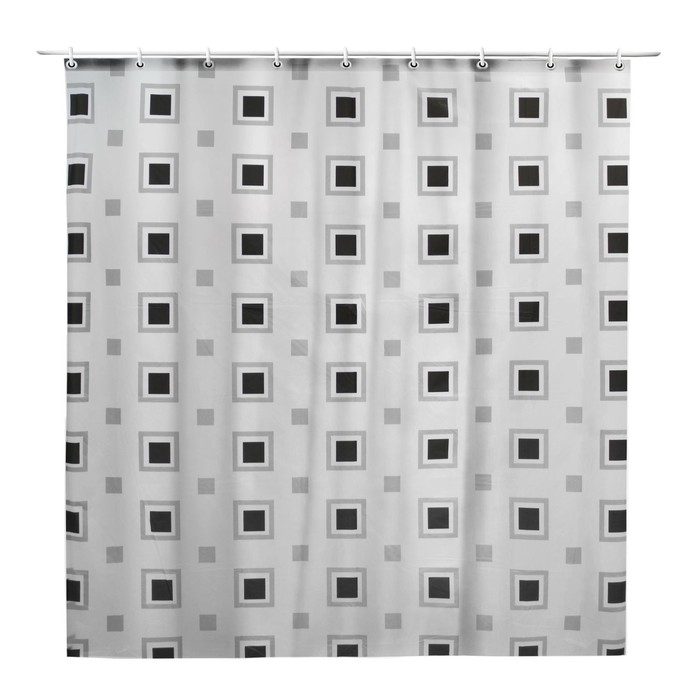 Штора для ванной 180х180 см "Черно-белая плитка", PEVA