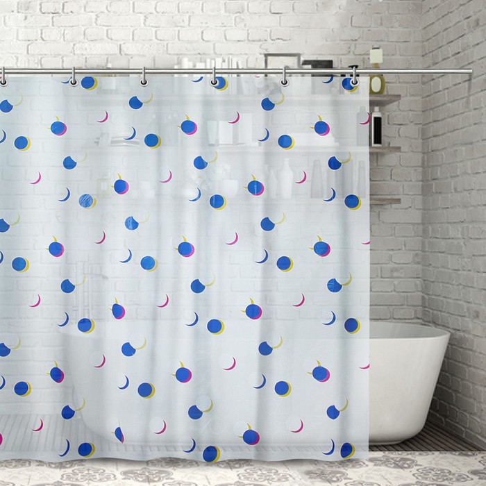 Штора для ванной 180х180 см "Круги и точки", PEVA