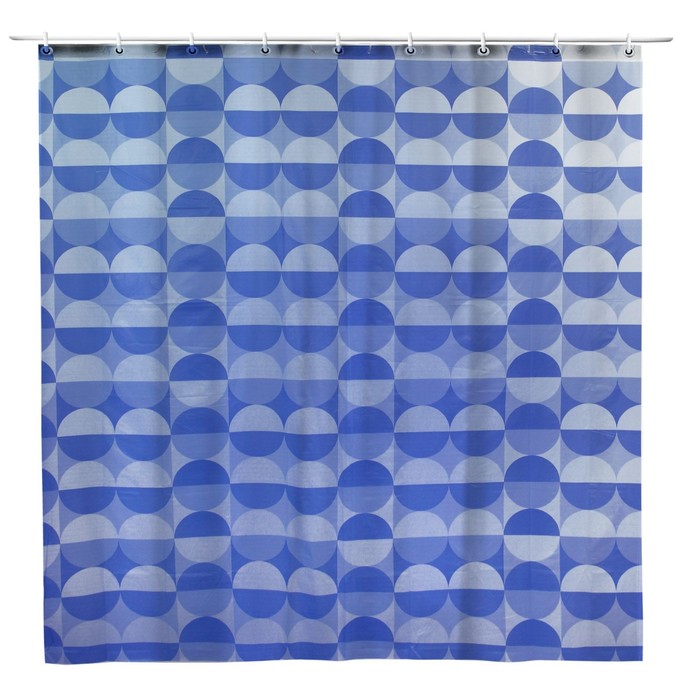 Штора для ванной 180х180 см "Синие круги", PEVA
