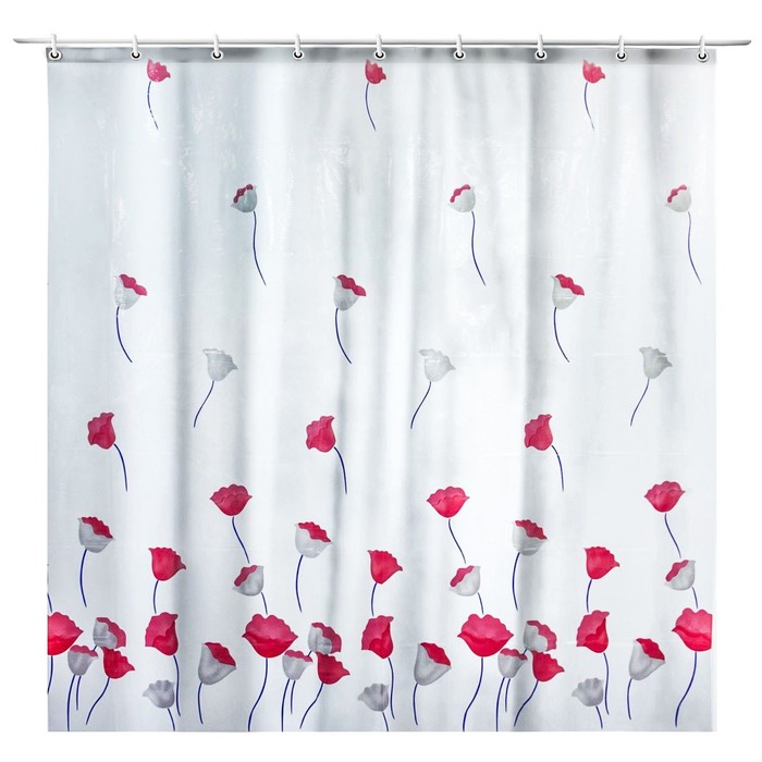 Штора для ванной 180х180 см "Тюльпаны", ПВХ, прозрачная