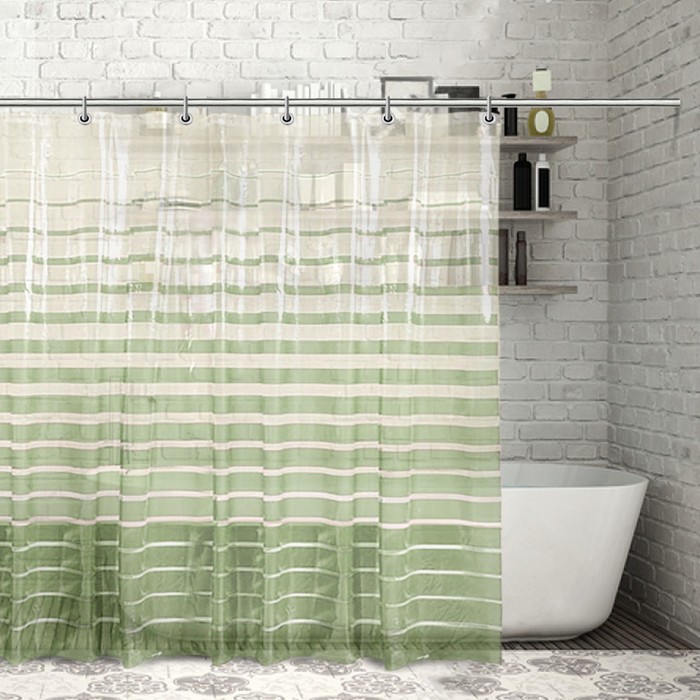 Штора для ванной 180х180 см "Полосы", ПВХ, прозрачная