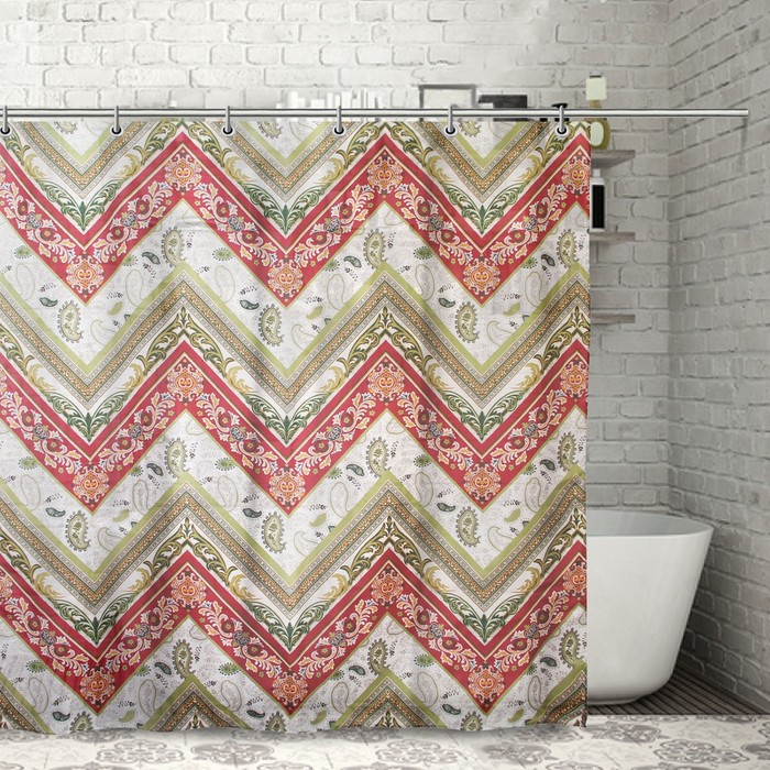 Штора для ванной 180х180 см "Пейсли зигзаг", полиэстер