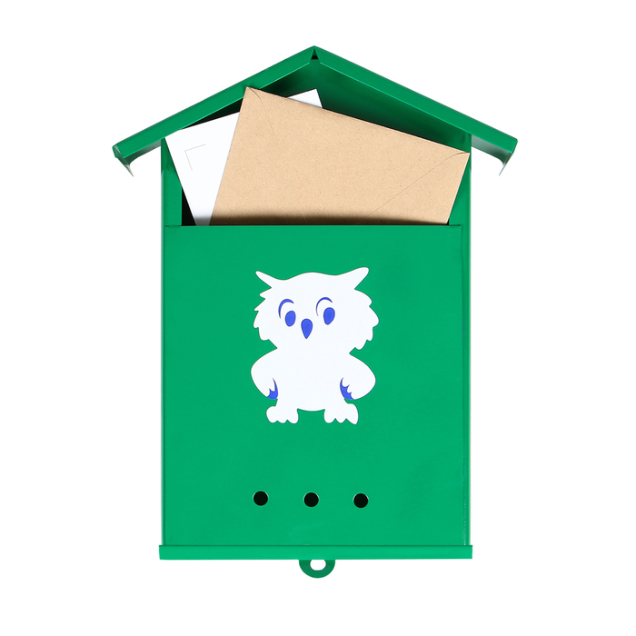 фото Ящик почтовый без замка (с петлёй), вертикальный, «домик», зелёный