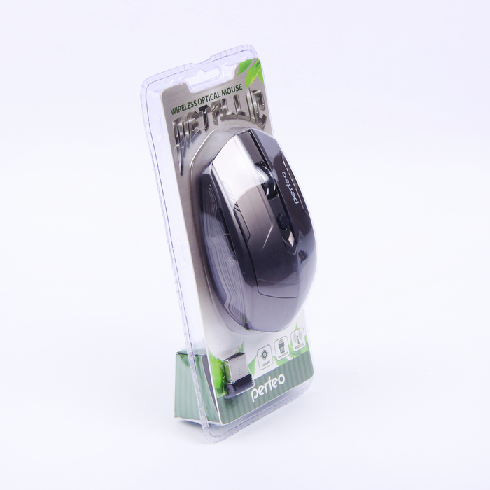 Мышь Perfeo METALLIC, оптическая, 5 кнопок с колесом прокрутки, USB, беспроводная