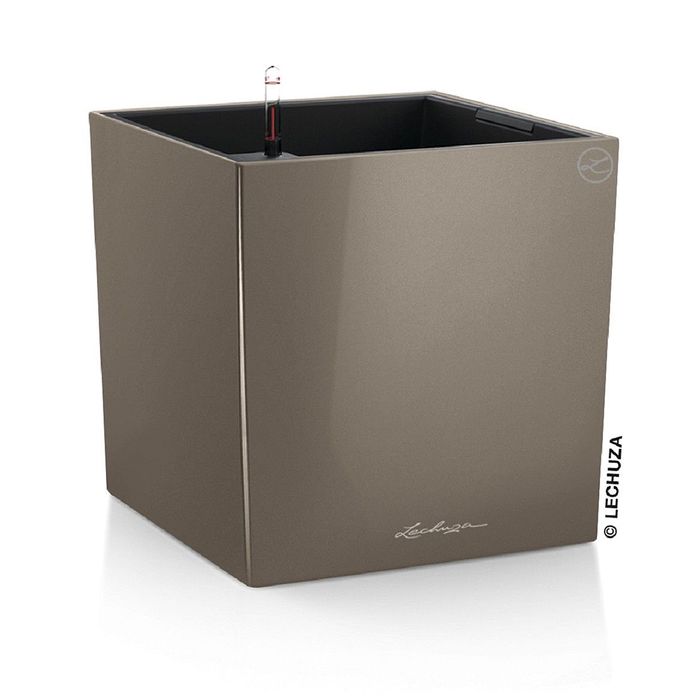Кашпо с автополивом "Кьюб", цвет серо-коричневый
