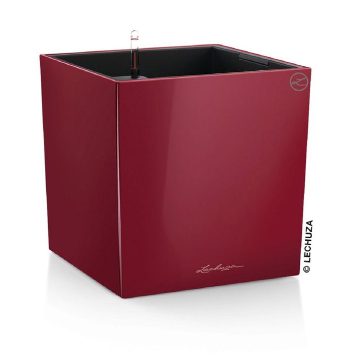 Кашпо с автополивом "Кьюб", цвет красный