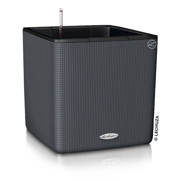 Кашпо с автополивом "Кьюб. Колор", цвет серый