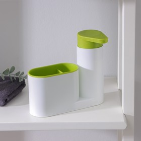 Подставка для ванных и кухонных принадлежностей с дозатором, 6×17,5×19 см, цвет МИКС Ош