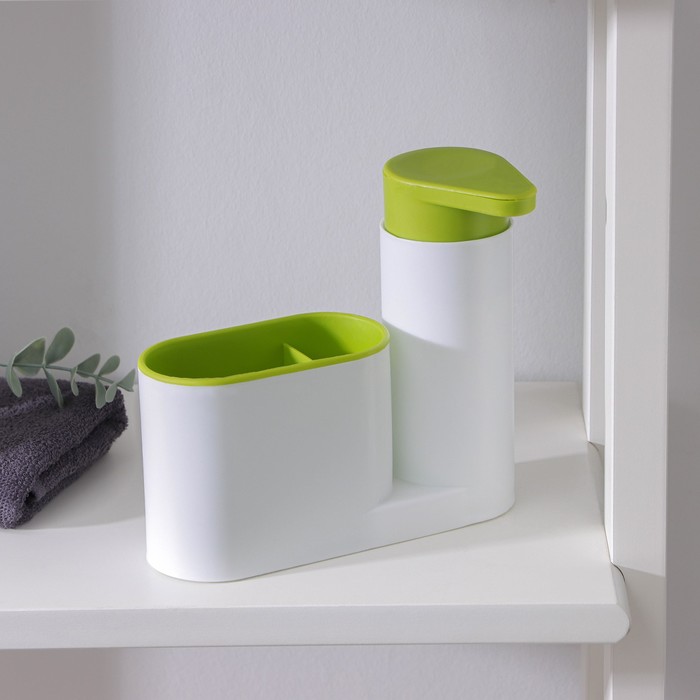 Подставка для ванных и кухонных принадлежностей с дозатором, 6×17,5×19 см, цвет МИКС подставка для кухонных принадлежностей повар с бочкой цвет микс