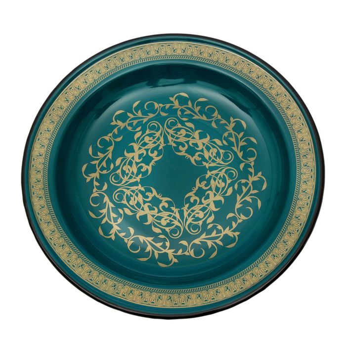 Блюдо Узоры 35х3 см 2 л (бирюз.металлик)