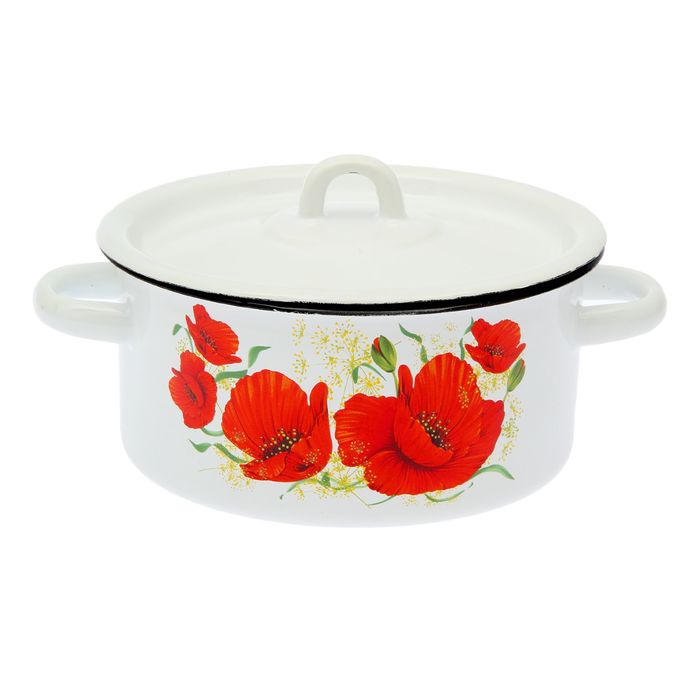 Кастрюля цилиндрическая 2 л "Маки"