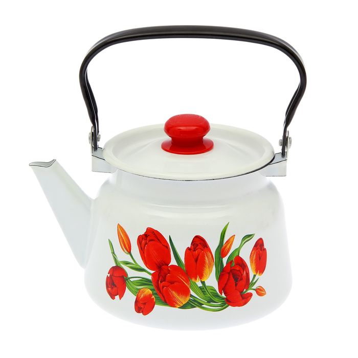 Чайник 2,3 л "Тюльпаны", цвет белый