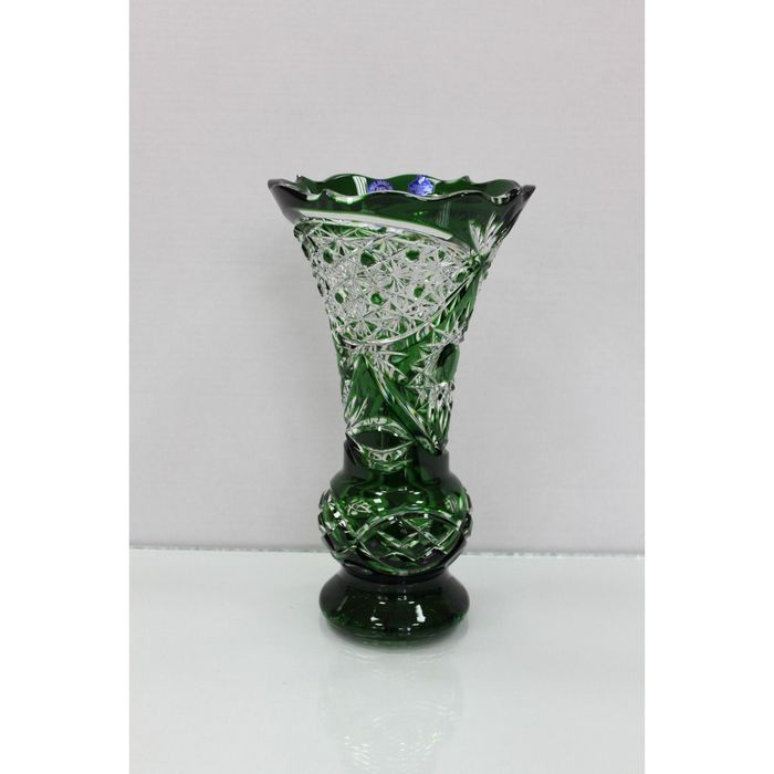 Ваза хрустальная "Тюльпан" зелёная