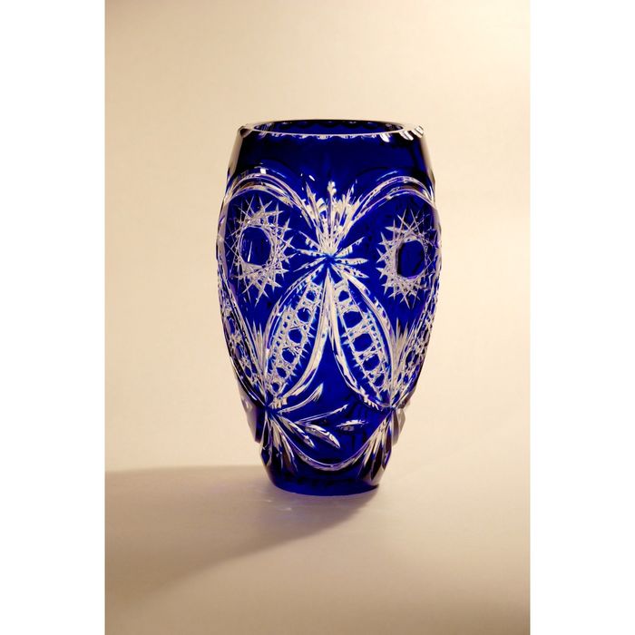 Ваза хрустальная "Астра" синяя