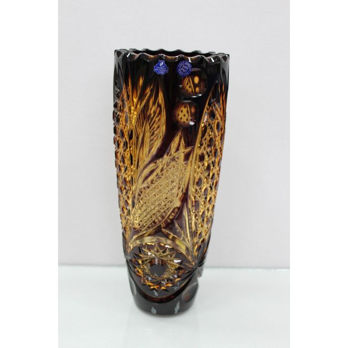 Ваза хрустальная "Заря" янтарная смола