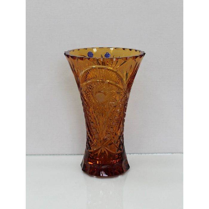 Ваза хрустальная "Чешская" янтарная