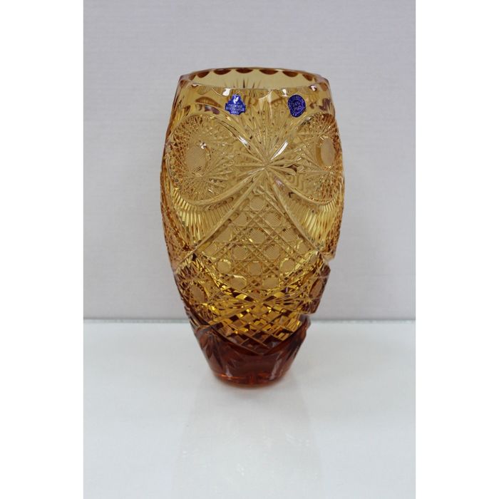 Ваза хрустальная "Астра" янтарная, бант