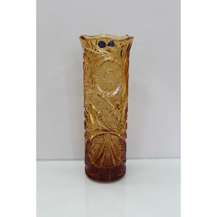 Ваза хрустальная "Бисер" янтарная