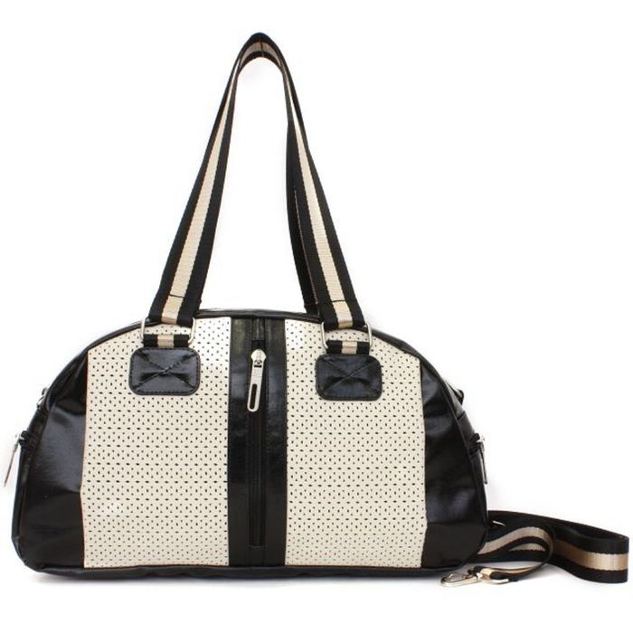 Сумка дорожная, 43 × 24 × 15 см, отделение на молнии, карман, цвет чёрно-бежевый