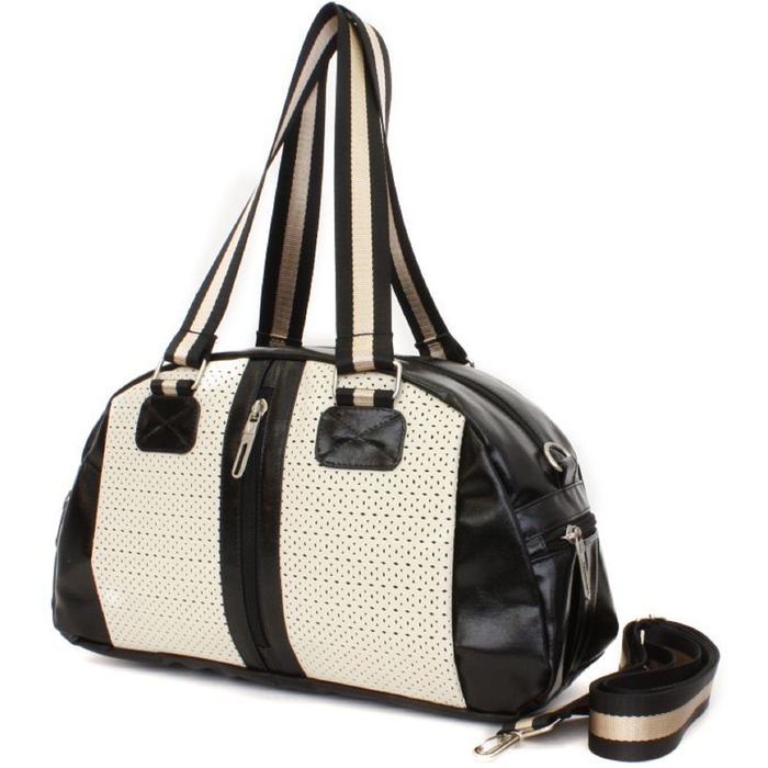 Сумка дорожная, 43 × 24 × 15 см, отделение на молнии, карман, цвет чёрно-бежевый