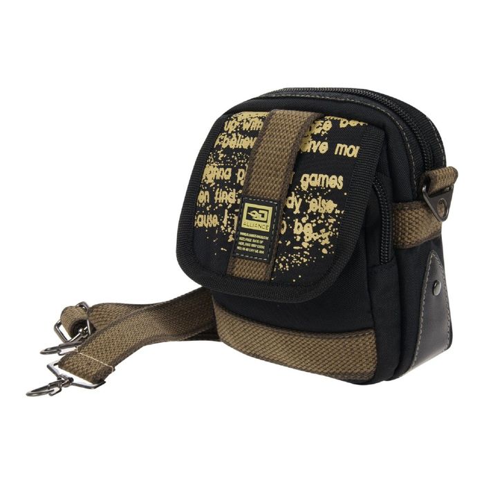 Сумка молодёжная, 13 × 15 × 7 см, отделение на молнии, карман, цвет чёрный