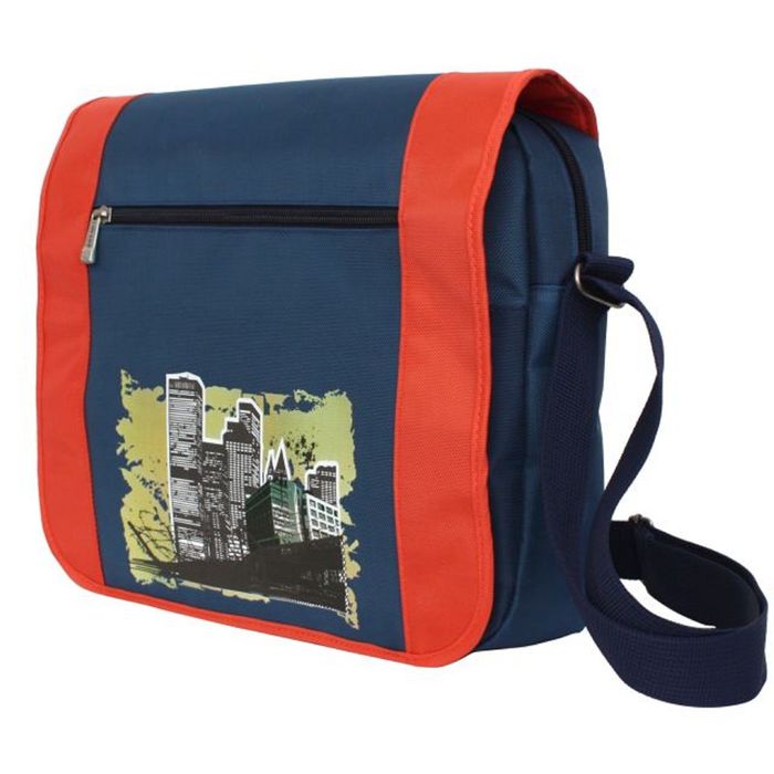 Сумка молодежная, 36,5 × 30 × 9 см, отделение на молнии, карман, цвет сине-оранжевый