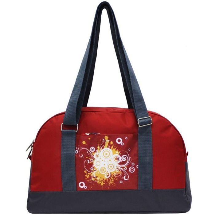 Сумка спортивная 5-694, 1 отдел на молнии, наружный карман, цвет красный/серый