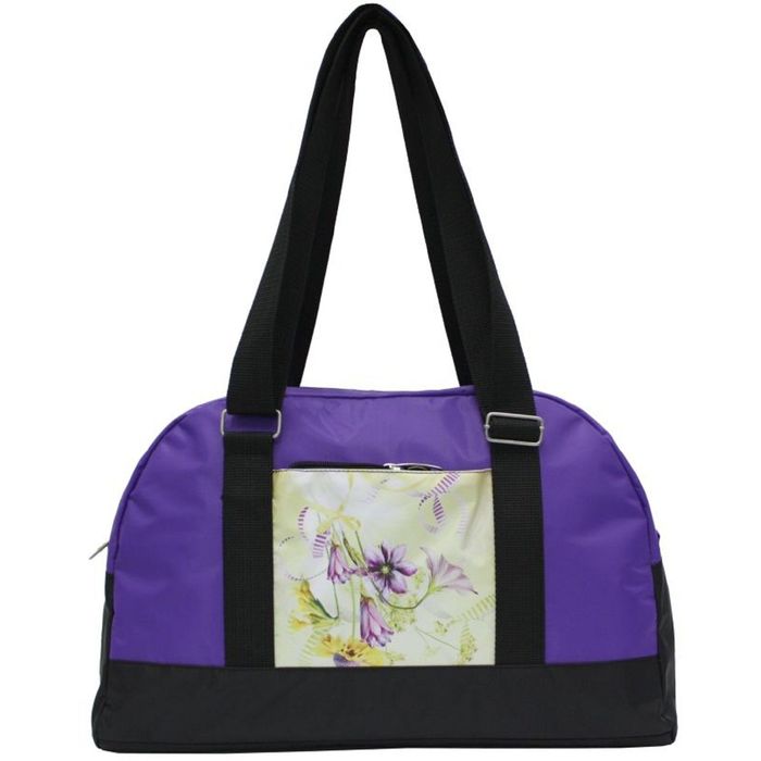 Сумка спортивная 5-694, 1 отдел на молнии, наружный карман, цвет чёрный/фиолетовый