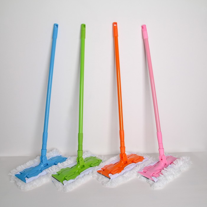 Швабра плоская, телескопическая ручка 82-129 см, насадка из микрофибры