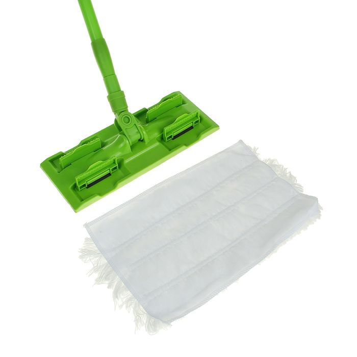 Швабра плоская, телескопическая ручка 82-129 см, насадка из микрофибры
