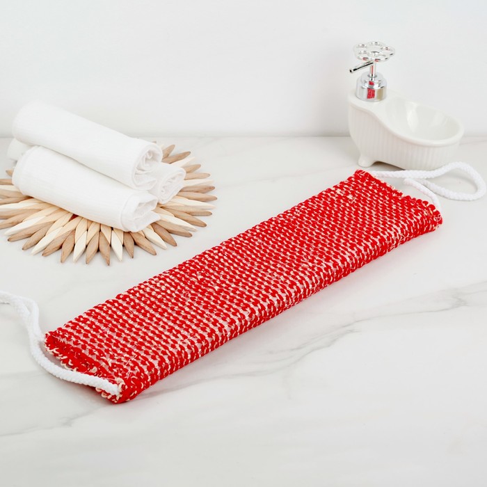 Мочалка-лента массажная 40х10 см, сизаль, поролон, цвет МИКС