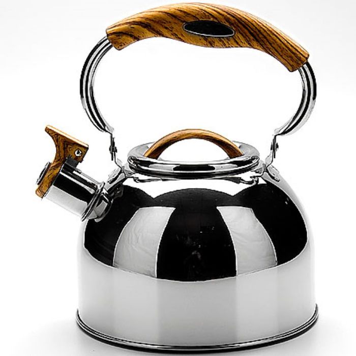 Чайник металлический 3 л, со свистком, резная ручка, цвет МИКС