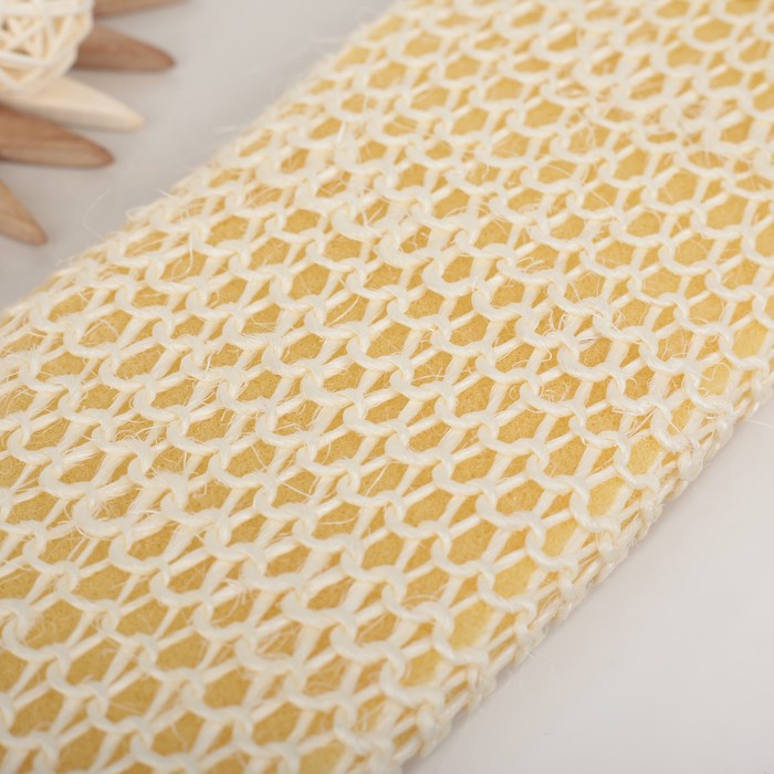 Мочалка-лента массажная 40х10 см, сизаль, поролон