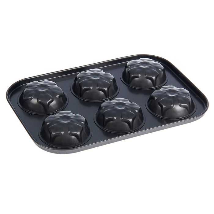 Форма для выпечки с а/п покрытием "Орхидеи" 6 ячеек 26,4х18,7х2,7 см