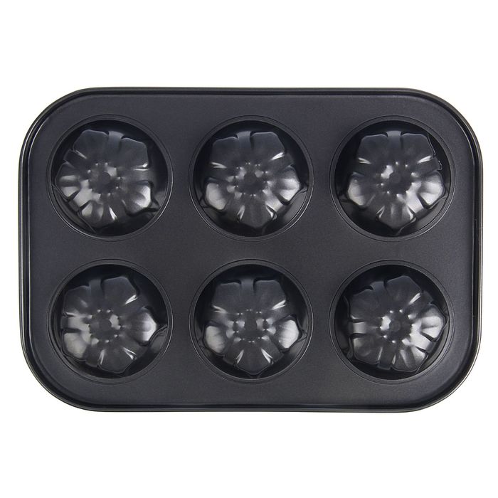 Форма для выпечки с а/п покрытием "Орхидеи" 6 ячеек 26,4х18,7х2,7 см
