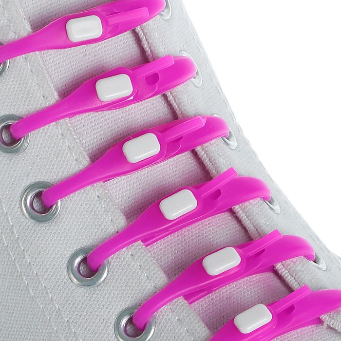 Набор силиконовых шнурков, 6шт, с плоским сечением, на застёжке, 6мм, 12см, цвет фиолетовый