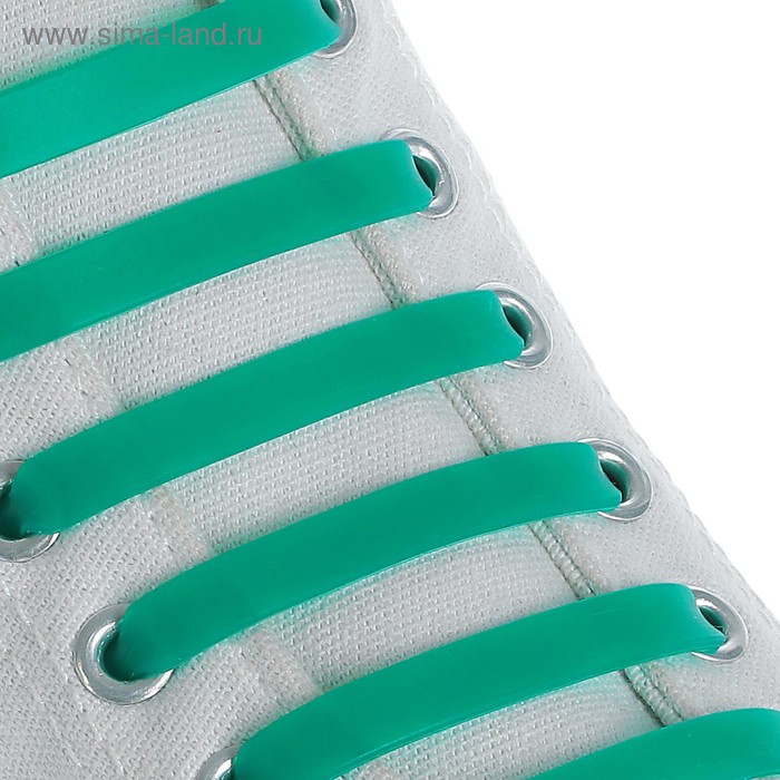 фото Набор шнурков для обуви, 6 шт, силиконовые, плоские, 13 мм, 9 см, цвет зелёный onlitop