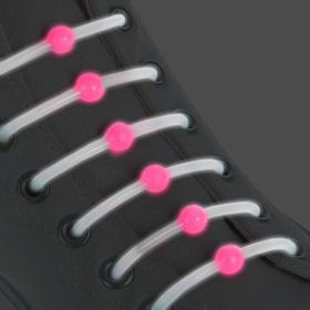 Набор шнурков для обуви «Шар», 6 шт, силиконовые, круглые, светящиеся в темноте, d = 15 мм, 6,5 см, цвет белый/розовый неоновый Ош