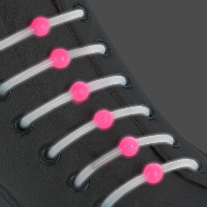 фото Набор шнурков для обуви «шар», 6 шт, силиконовые, круглые, светящиеся в темноте, d = 15 мм, 6,5 см, цвет белый/розовый неоновый onlitop