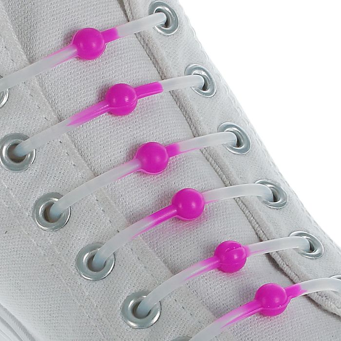 Набор силиконовых шнурков, 6шт, с круглым сечением, светящиеся в темноте, 12мм, 6,5см, цвет белый/фиолетовый неон