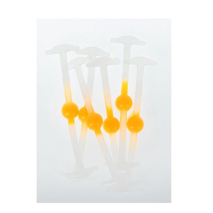 Набор силиконовых шнурков, 6шт, с круглым сечением, светящиеся в темноте, 12мм, 6,5см, цвет белый/оранжевый неон