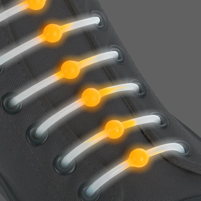 Набор силиконовых шнурков, 6шт, с круглым сечением, светящиеся в темноте, 12мм, 6,5см, цвет белый/оранжевый неон