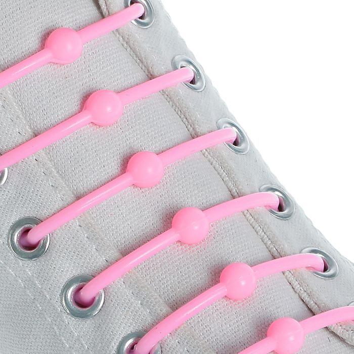 Набор силиконовых шнурков "Шар", 6шт, с круглым сечением, декоративные, 15мм, 6,5см, цвет розовый