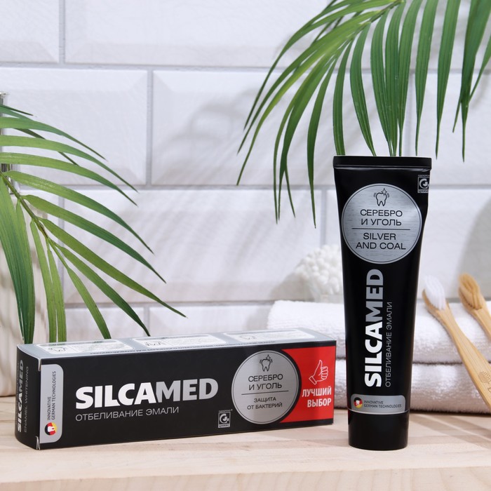 Зубная паста Silcamed, серебро и уголь, 130 г зубная паста silcamed натуральный уголь 100 гр