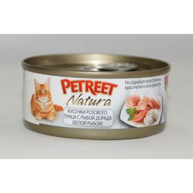 

Влажный корм Petreet для кошек, кусочки розового тунца с рыбой дорада, ж/б, 70 г