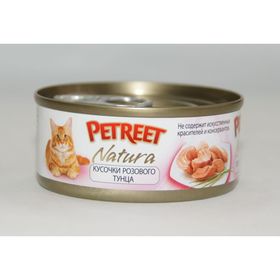 

Влажный корм Petreet для кошек, кусочки розового тунца, ж/б, 70 г