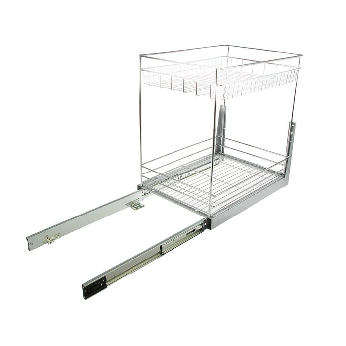 Корзина в базу на 400 мм, 2-х уровневая, 345х475х510 мм, с фиксатором