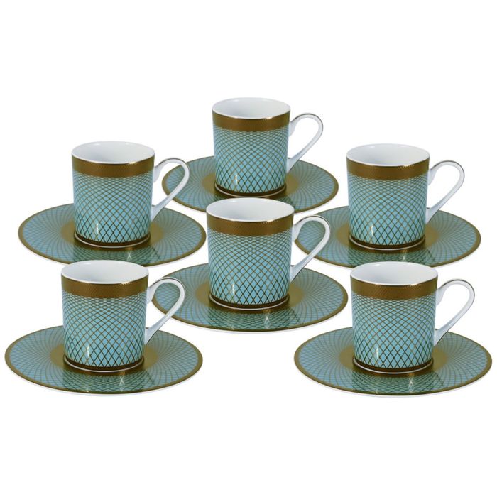 Кофейный набор "Бирюза", 6 чашек, 0,1 л, 6 блюдец