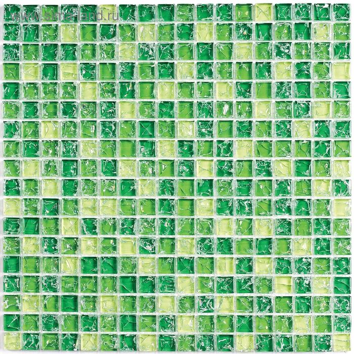 Мозаика стеклянная с камнем Bonaparte, Strike Green 300х300х8 мм